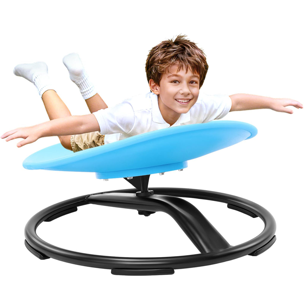 Zhenx Spinning Chair for Autistic Kids (3-18 Years), Sensory Swivel Chair for Teens with ADHD/Autism – 21×19 Inch 220LBS Weight Capacity Seat – Sit and Spin Calming Toy for Body Balance (Blue)